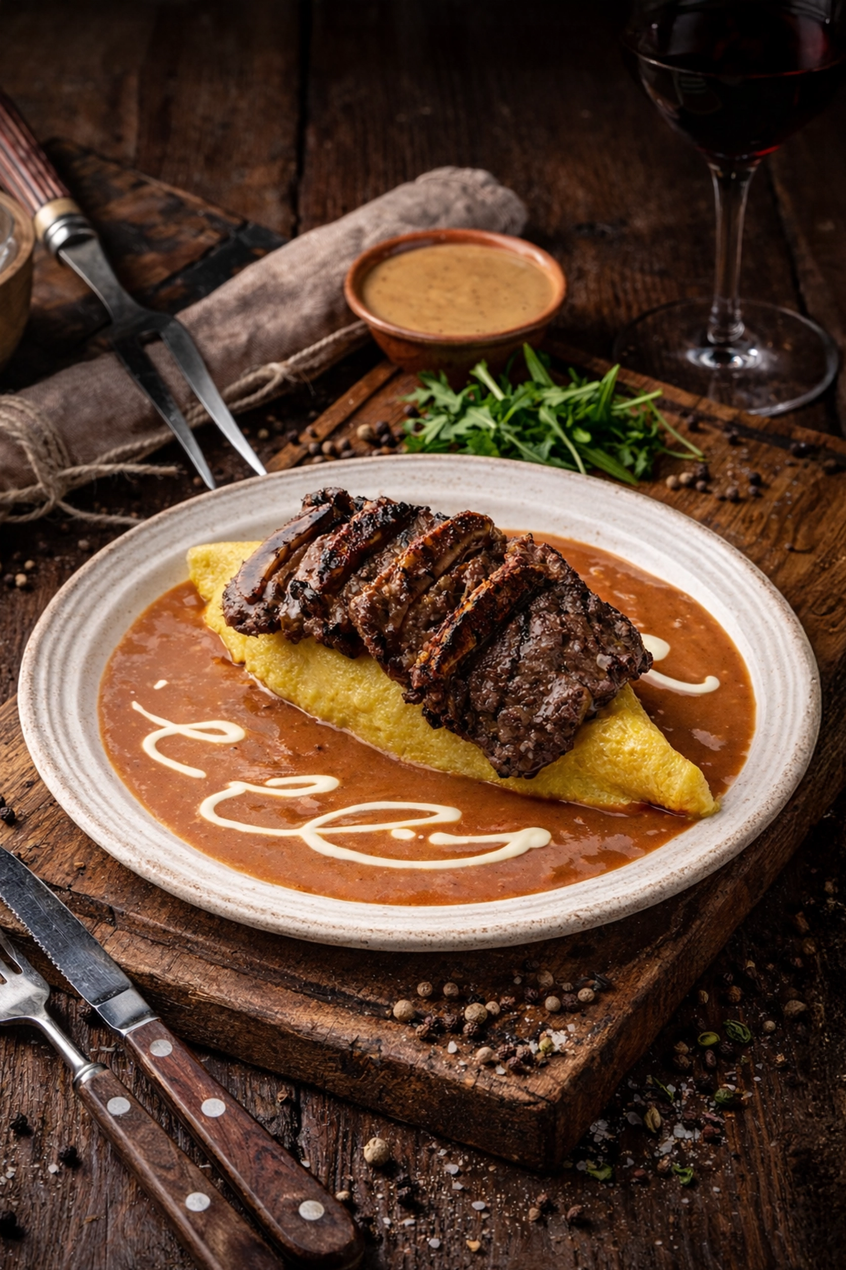 Omurice topped with LA-style galbi short ribs
